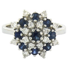 Ring with sapphire and brilliant cut diamonds up to 1.00ct 18k gold 7.0 grams