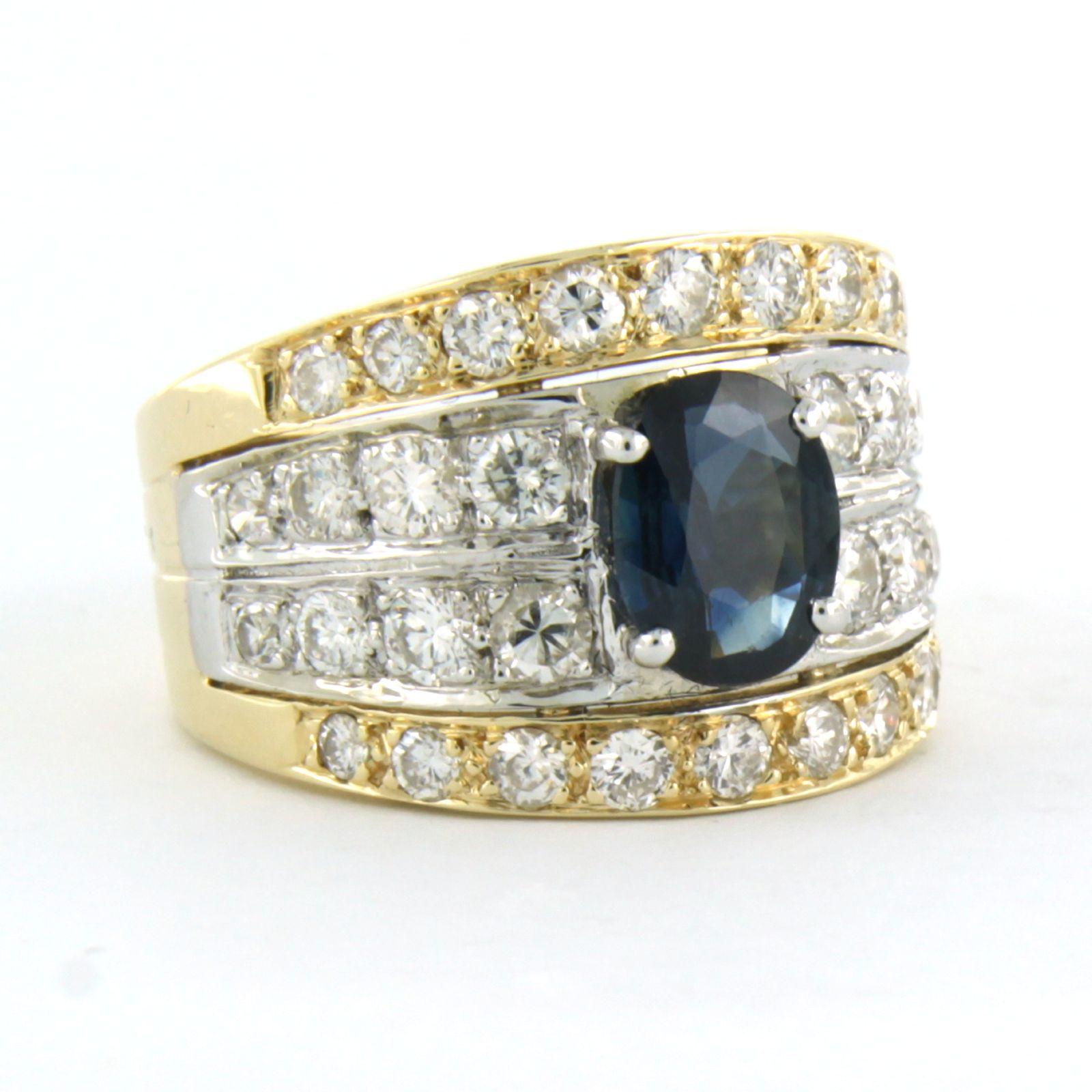 Donna Anello con zaffiro e diamanti a taglio brillante fino a 1,00ct - 5,9 grammi - oro 14k in vendita