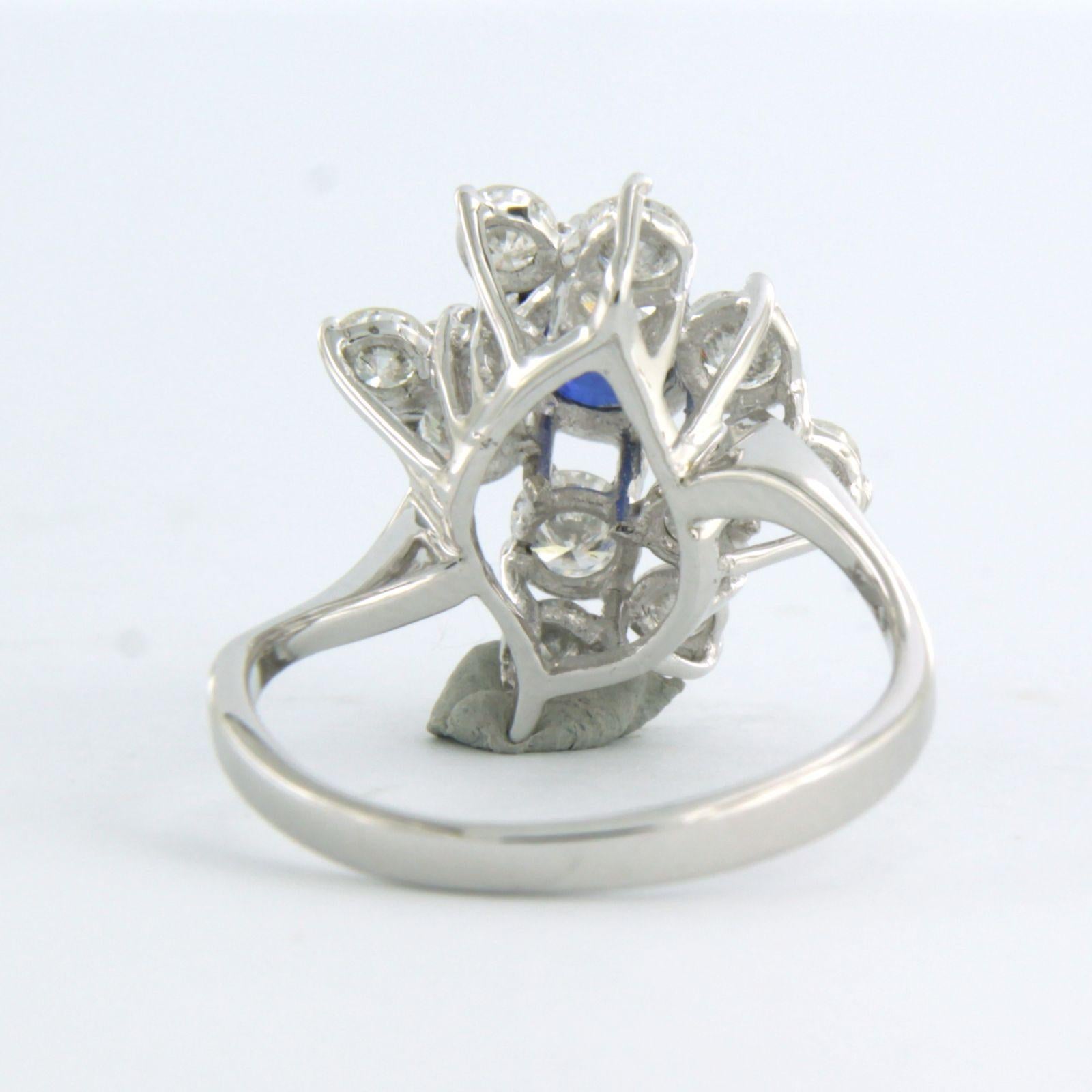 Bague avec saphir et diamants taille brillant jusqu'à 1,10ct Or 18k 4,4 grammes Pour femmes en vente