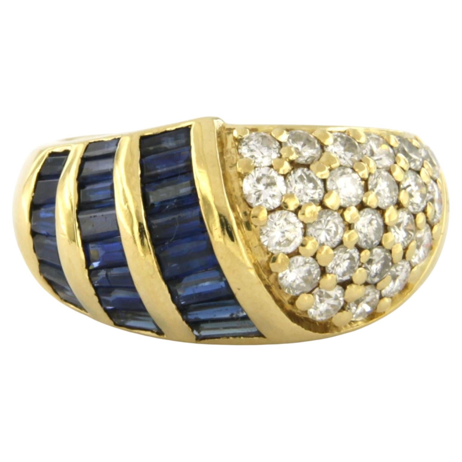 Ring with sapphire and brilliant cut diamonds up to 1.25ct 18k gold 12.7 grams