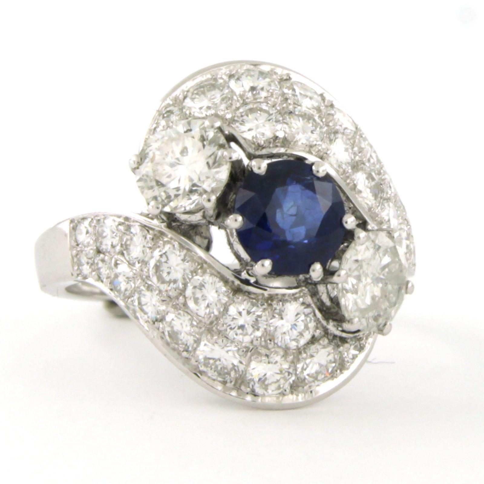 Ring mit Saphiren und Diamanten im Brillantschliff bis zu 2,80ct 18k Gold 10,8 Gramm im Angebot 2
