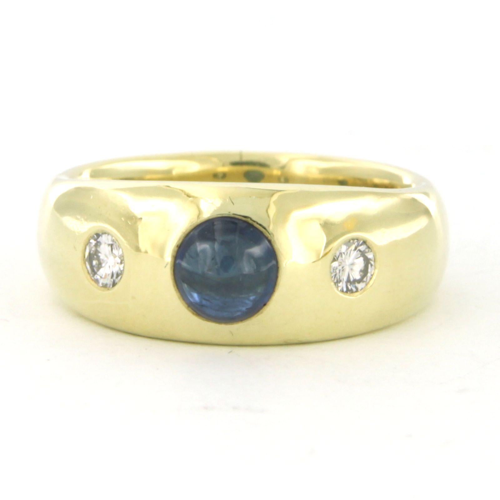 Bague en or jaune 14k sertie d'un saphir et d'un diamant taille brillant jusqu'à 0,20 ct - F/G - VS/SI - taille de bague US 7,25 - EU 17,5(55)

Description détaillée :

La partie supérieure de l'anneau est ovale, d'une largeur de 8,3 mm et d'une