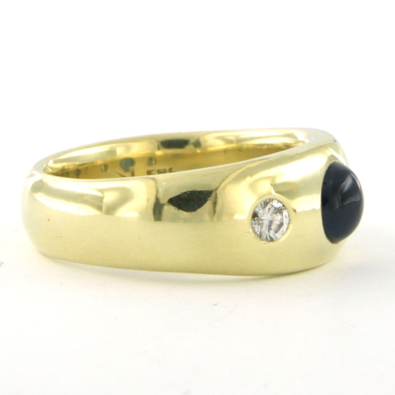 Moderne Bague avec saphir et brillants jusqu'à 0.20ct or 14k 11.0 grammes en vente