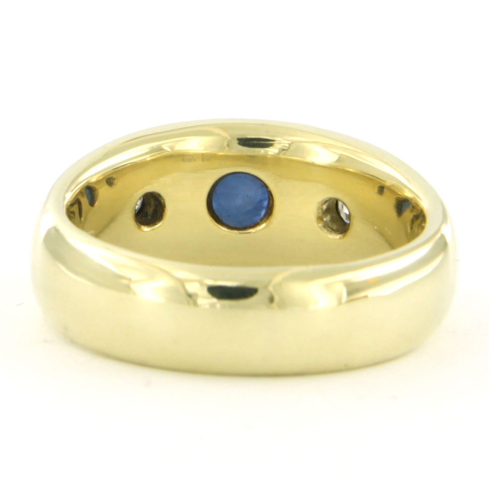 Bague avec saphir et brillants jusqu'à 0.20ct or 14k 11.0 grammes Excellent état - En vente à The Hague, ZH