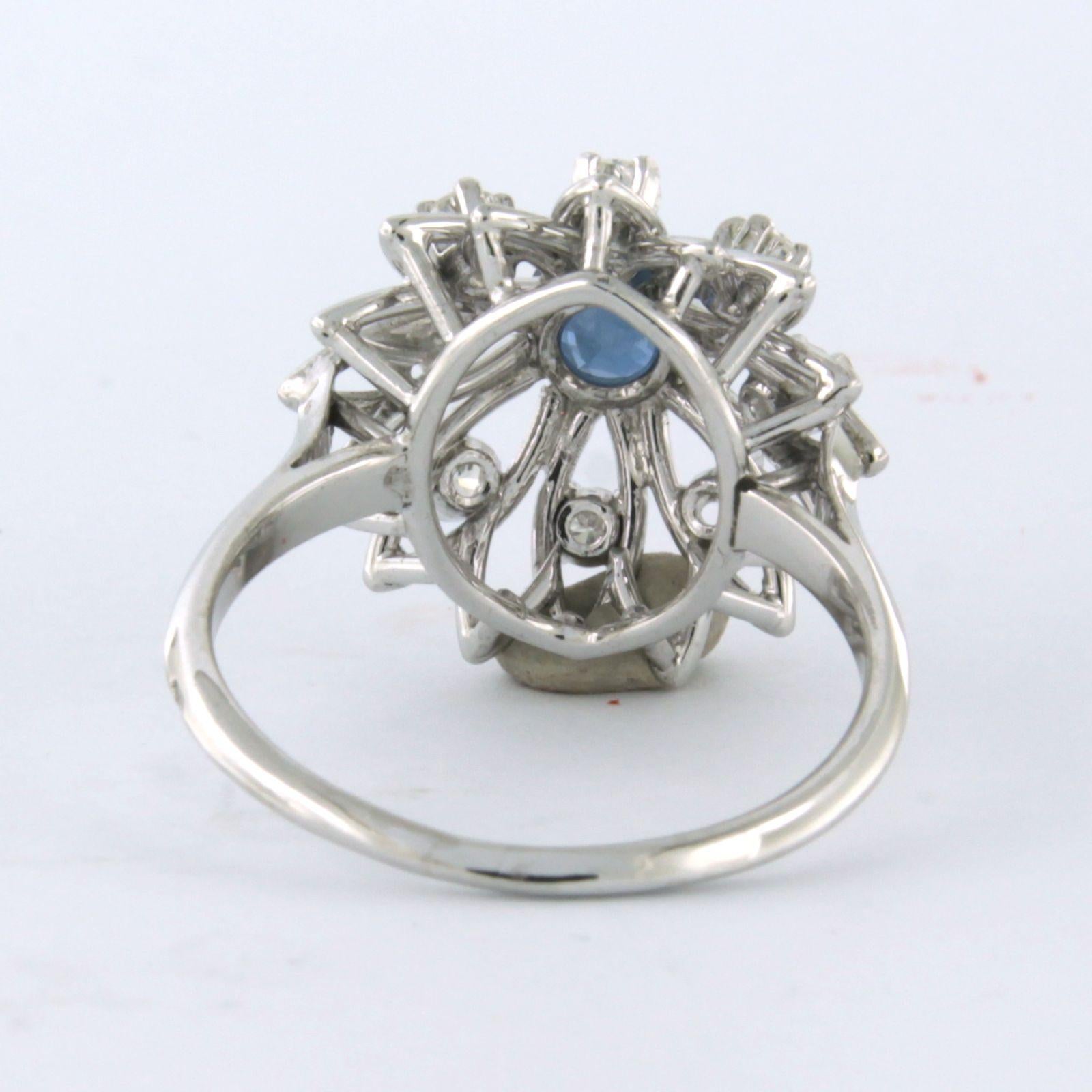 Ring with sapphire and diamond 18k white gold In Good Condition For Sale In The Hague, ZH