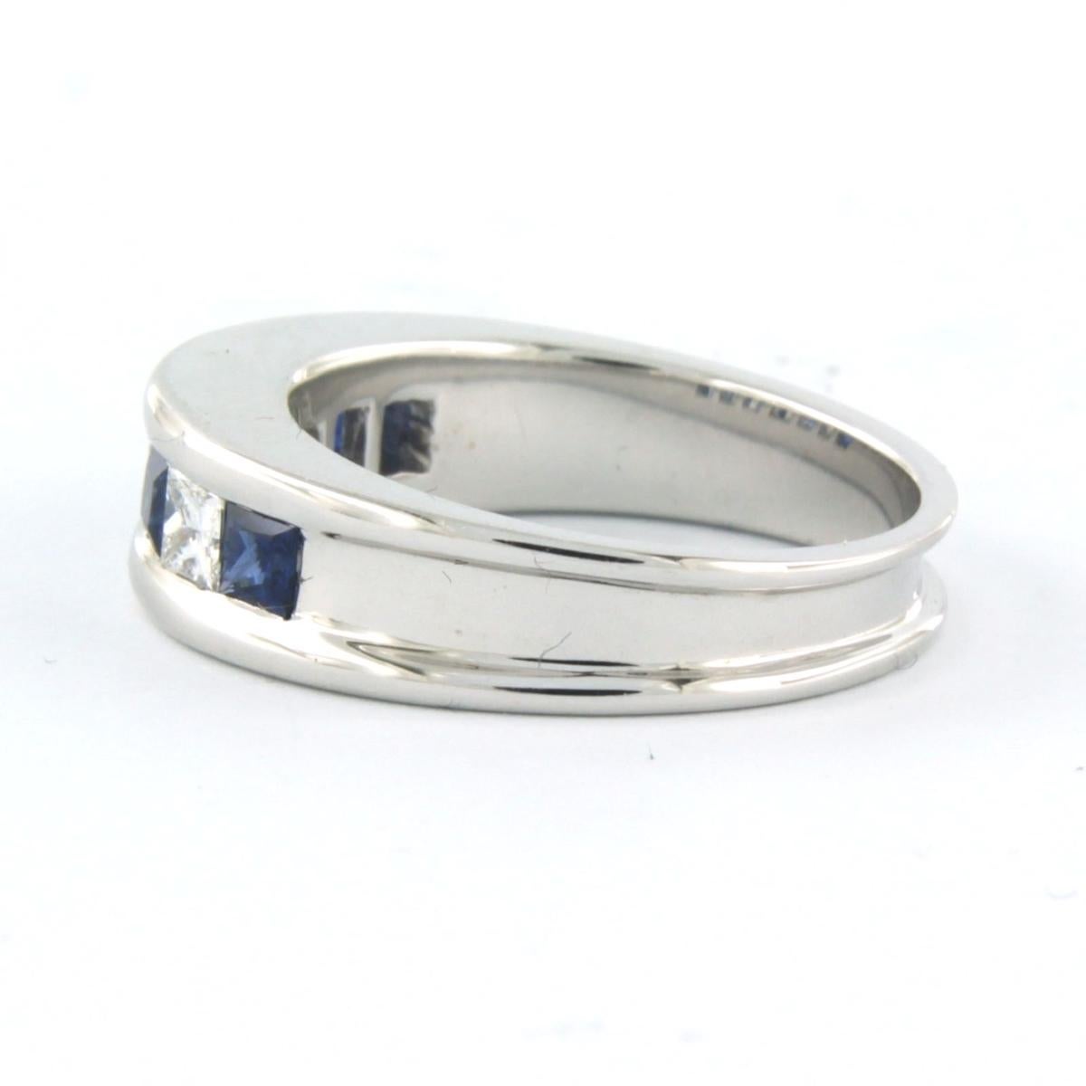 Women's Ring with Sapphire and diamond 18k white gold For Sale