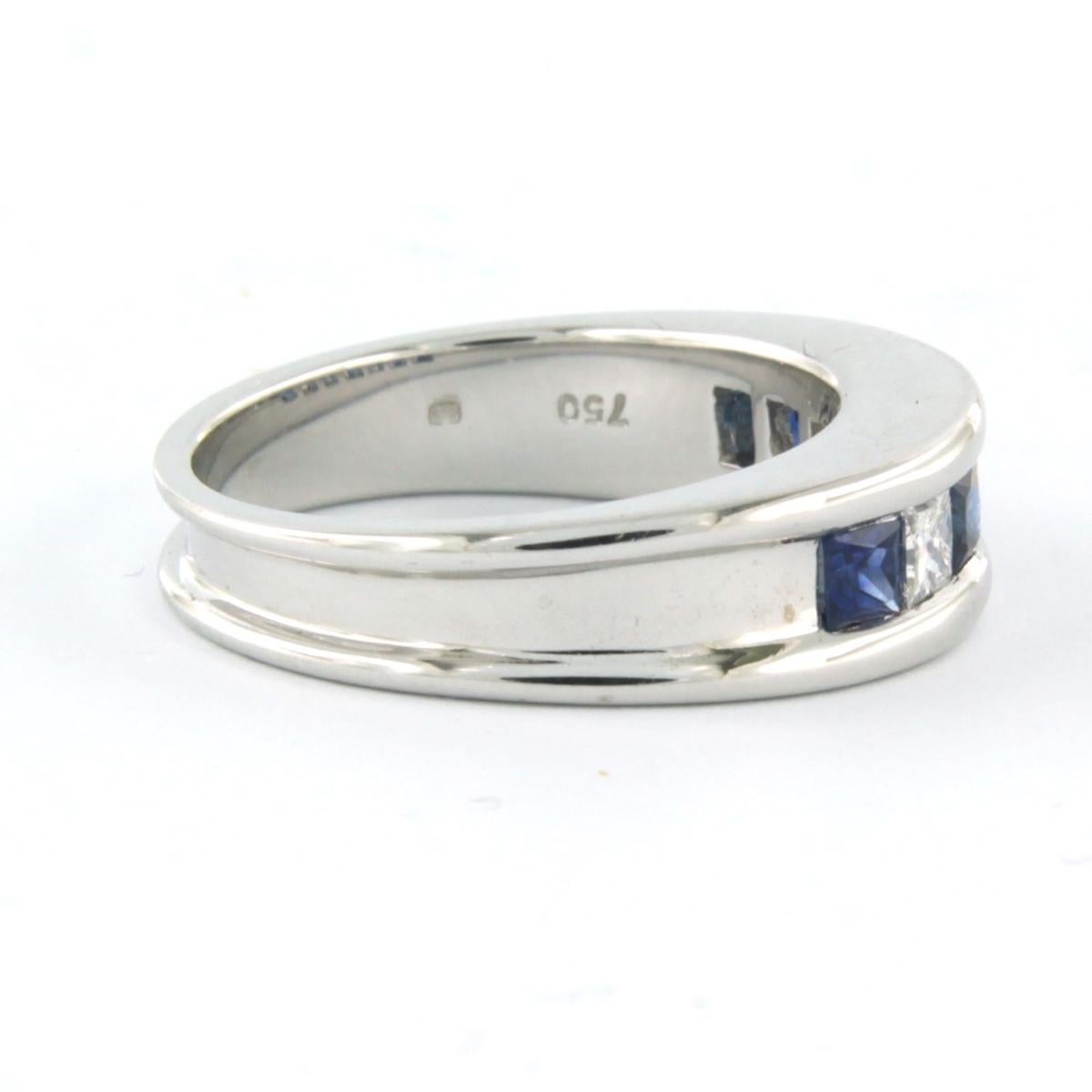 Ring with Sapphire and diamond 18k white gold For Sale 1