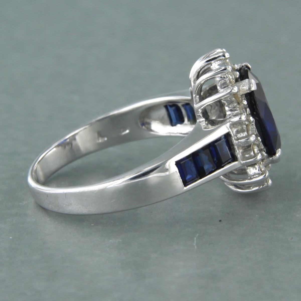 Ring with sapphire and diamond 18k white gold For Sale 1
