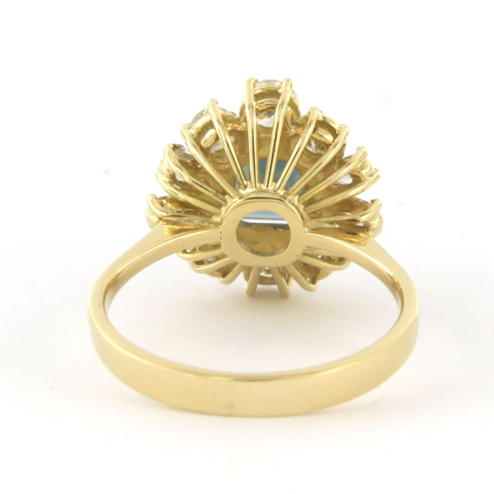 Women's Ring with sapphire and diamond 18k yellow gold For Sale