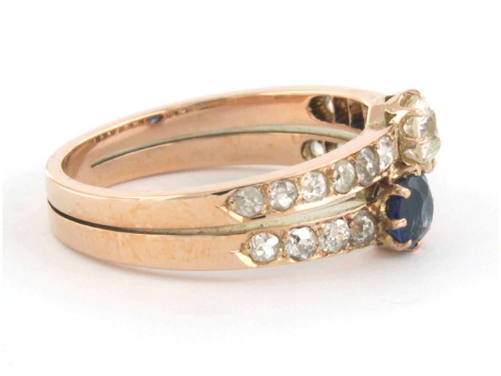 Ring with Sapphire and diamonds 14k pink gold For Sale 1