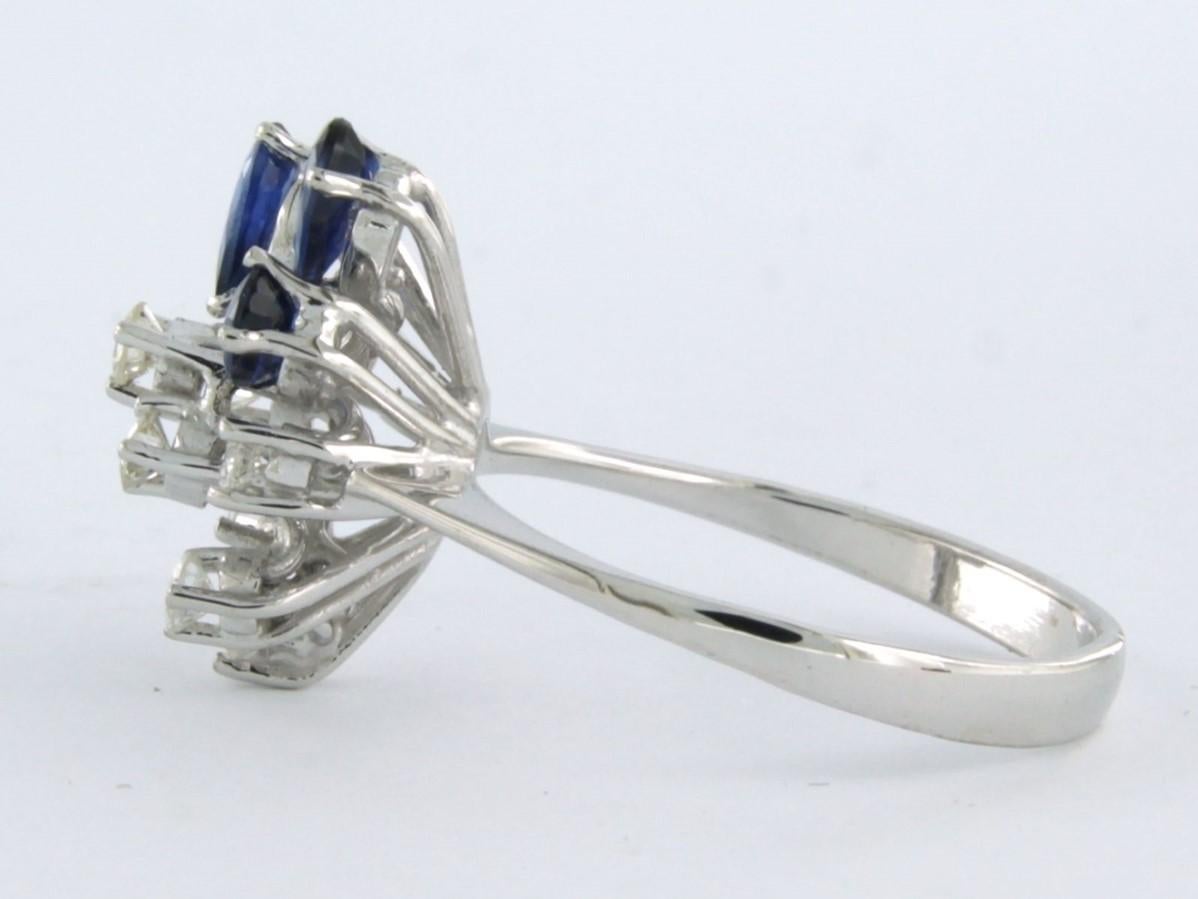 Ring with sapphire and diamonds 14k white gold In Good Condition In The Hague, ZH