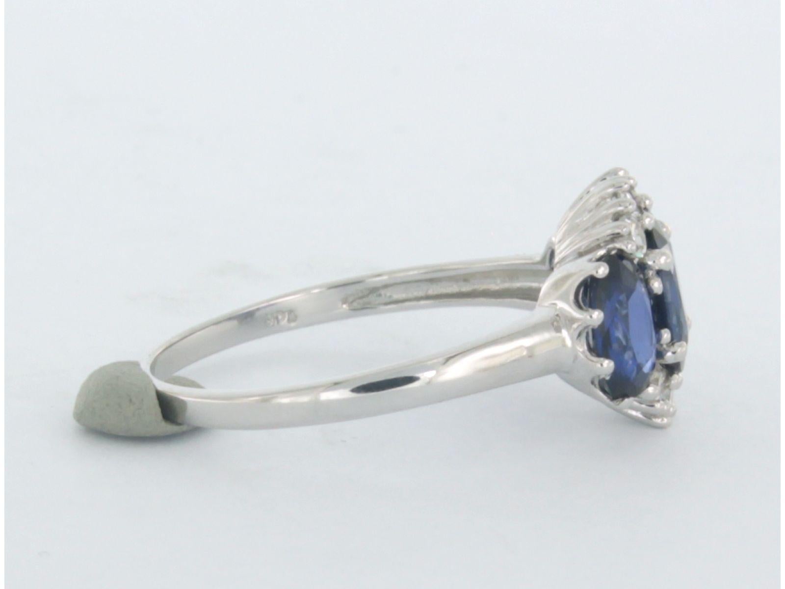 Ring with sapphire and diamonds 14k white gold For Sale 1