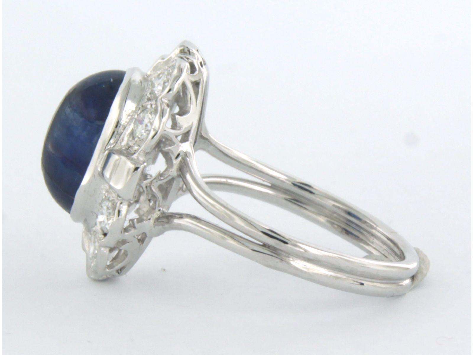 Ring with sapphire and diamonds 14k white gold For Sale 1