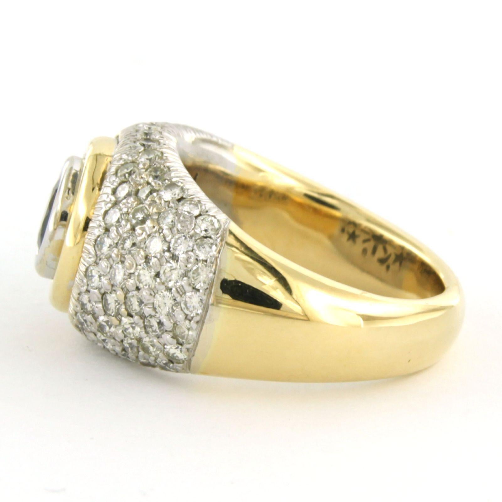 Ring mit Saphiren und Diamanten aus 18 Karat zweifarbigem Gold im Zustand „Gut“ im Angebot in The Hague, ZH