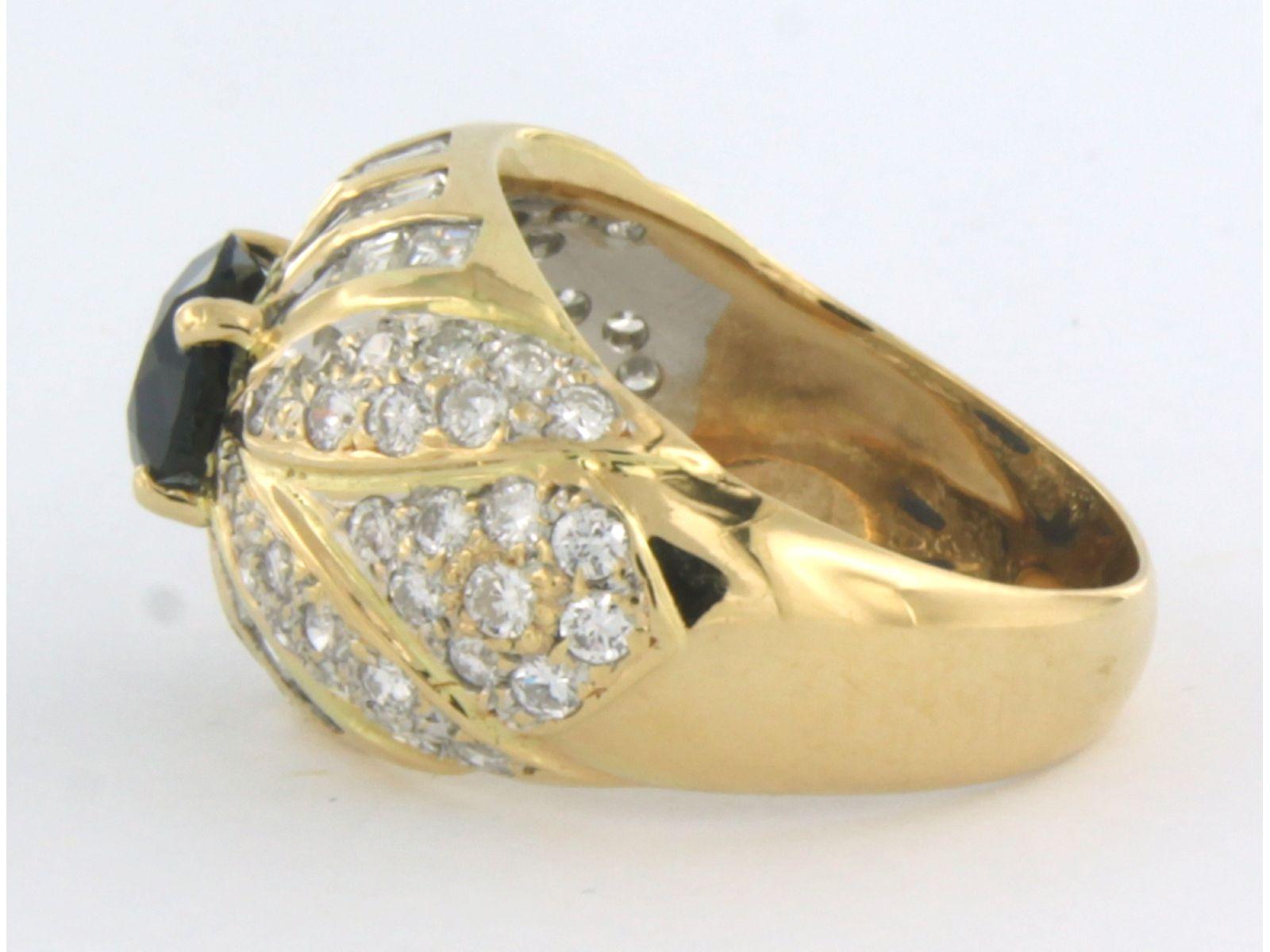 Women's Ring with Sapphire and Diamonds 18k bicolour gold For Sale