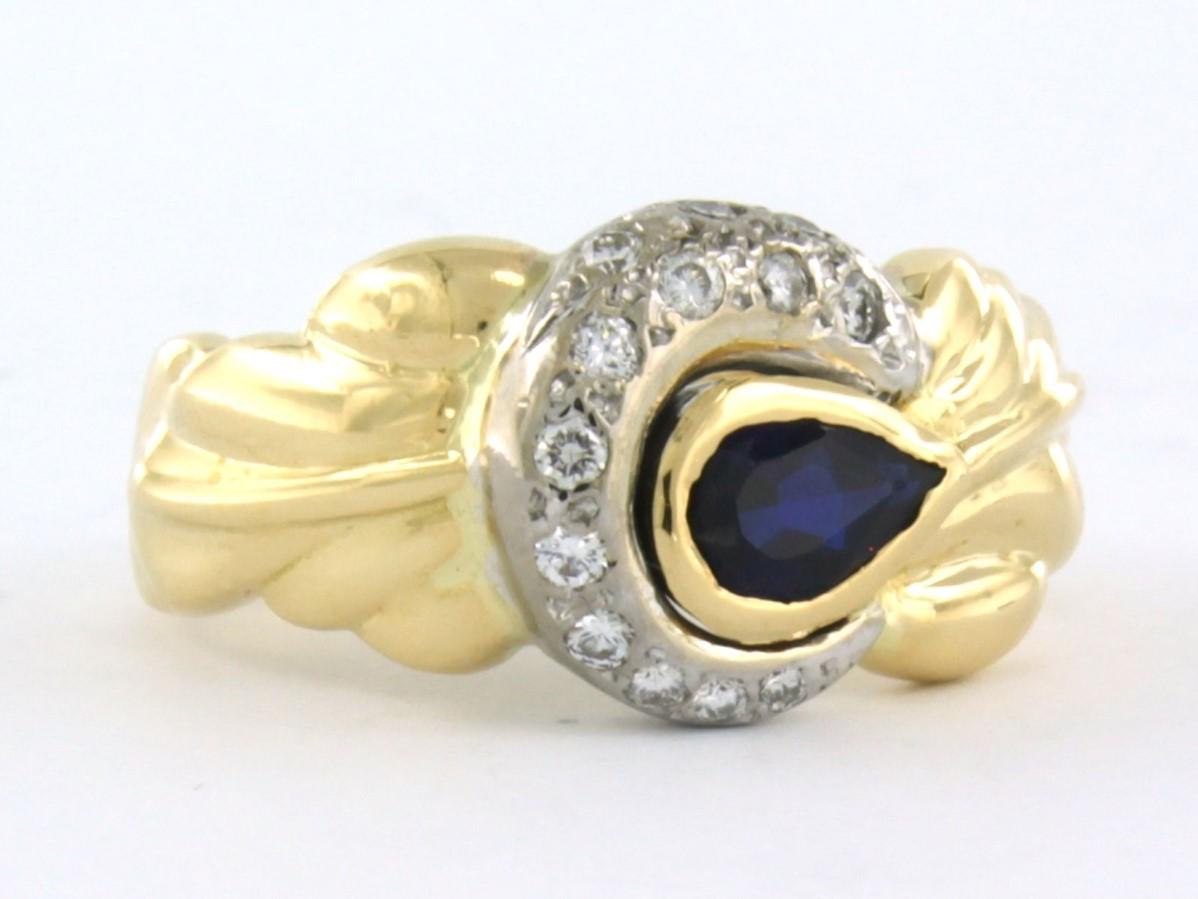 Women's Ring with Sapphire and diamonds 18k bicolour gold For Sale