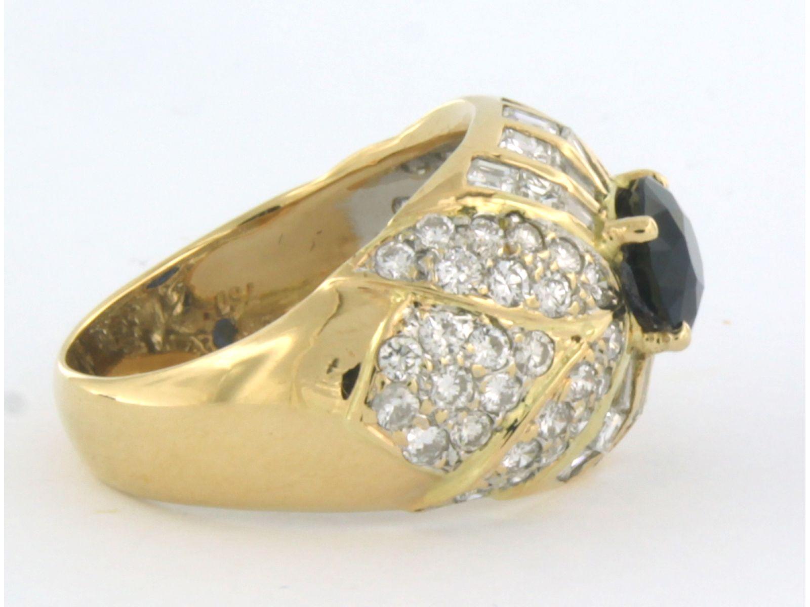 Ring with Sapphire and Diamonds 18k bicolour gold For Sale 1