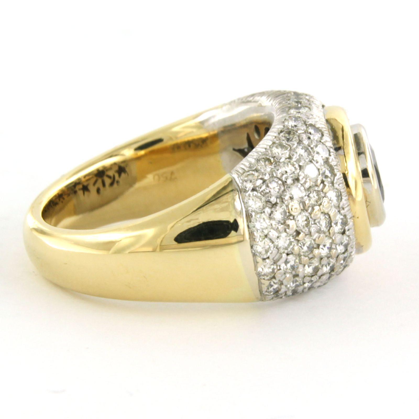 Ring mit Saphiren und Diamanten aus 18 Karat zweifarbigem Gold im Angebot 1