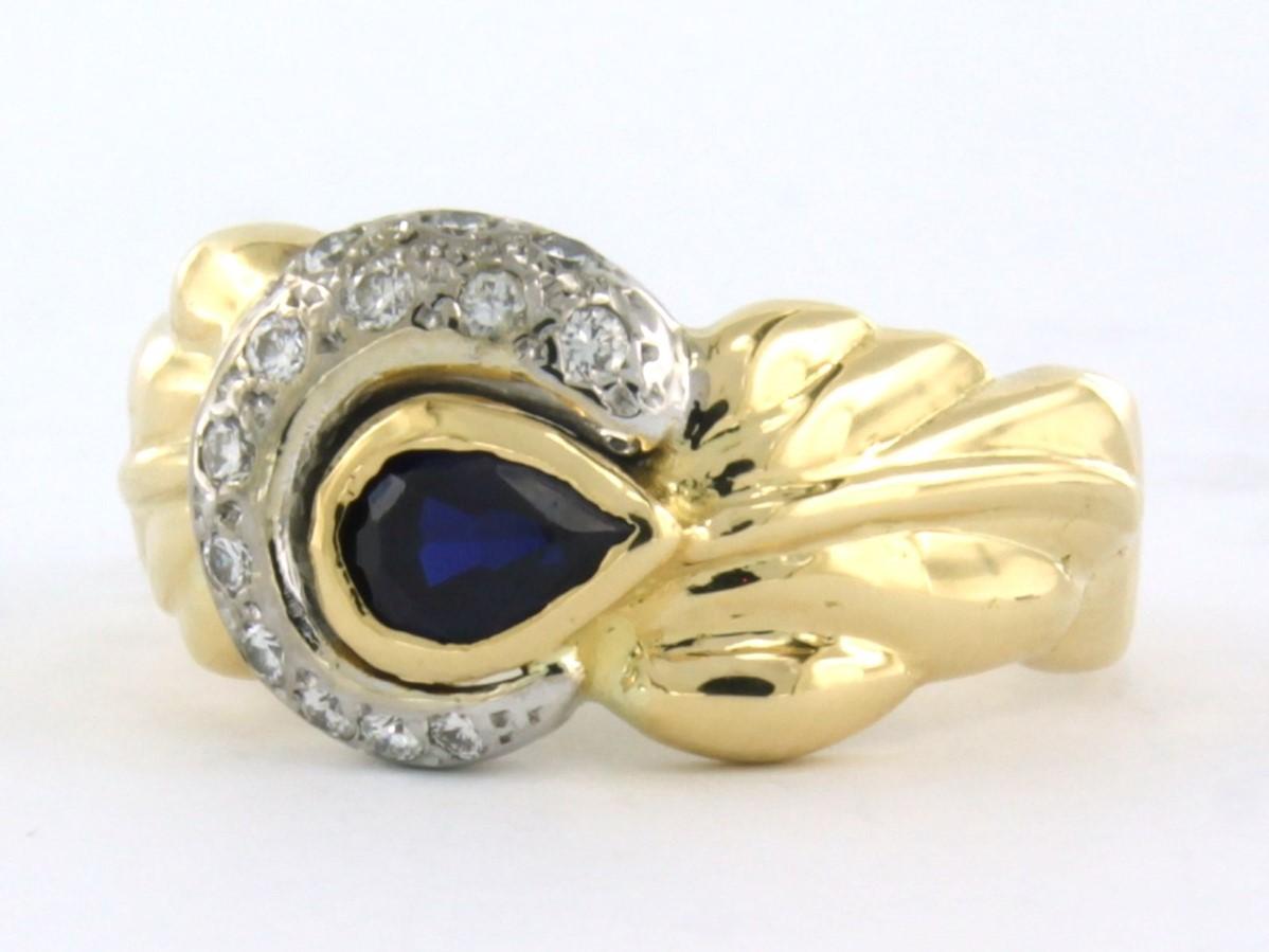 Ring with Sapphire and diamonds 18k bicolour gold For Sale 1