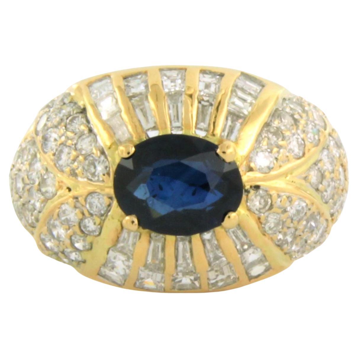 Ring with Sapphire and Diamonds 18k bicolour gold