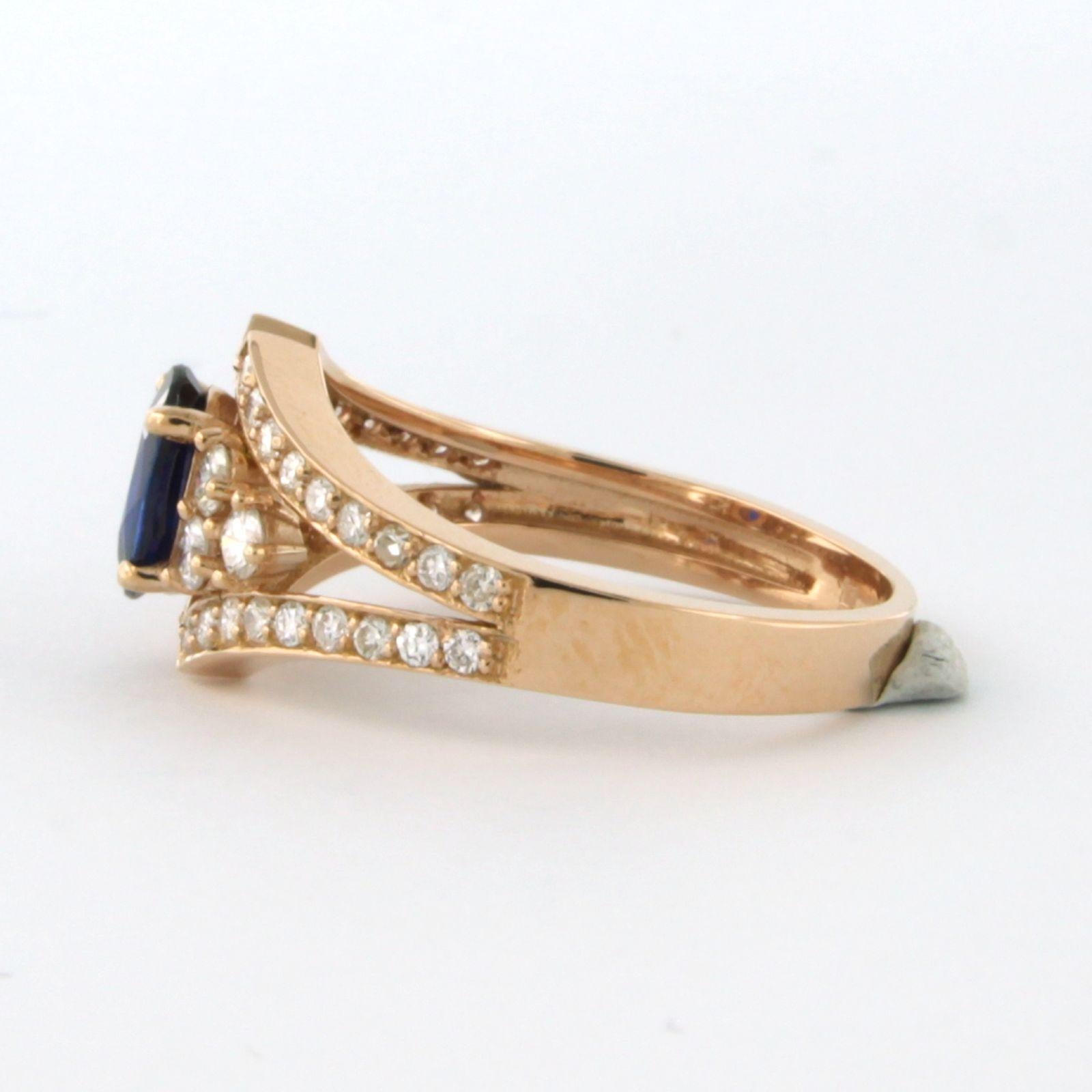 Modern Ring with Sapphire and diamonds 18k pink gold