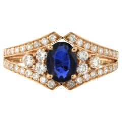 Ring with Sapphire and diamonds 18k pink gold