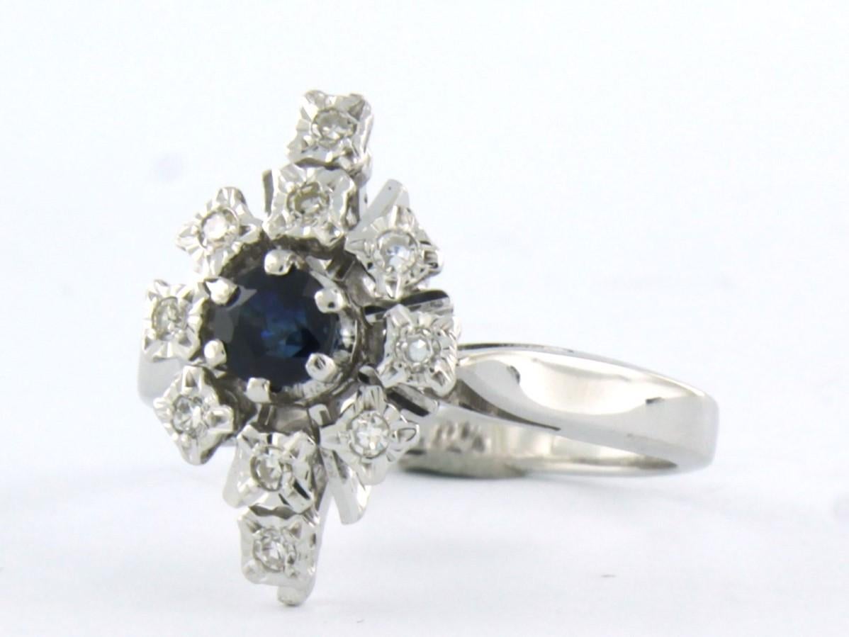 Single Cut Ring with sapphire and diamonds 18k white gold
