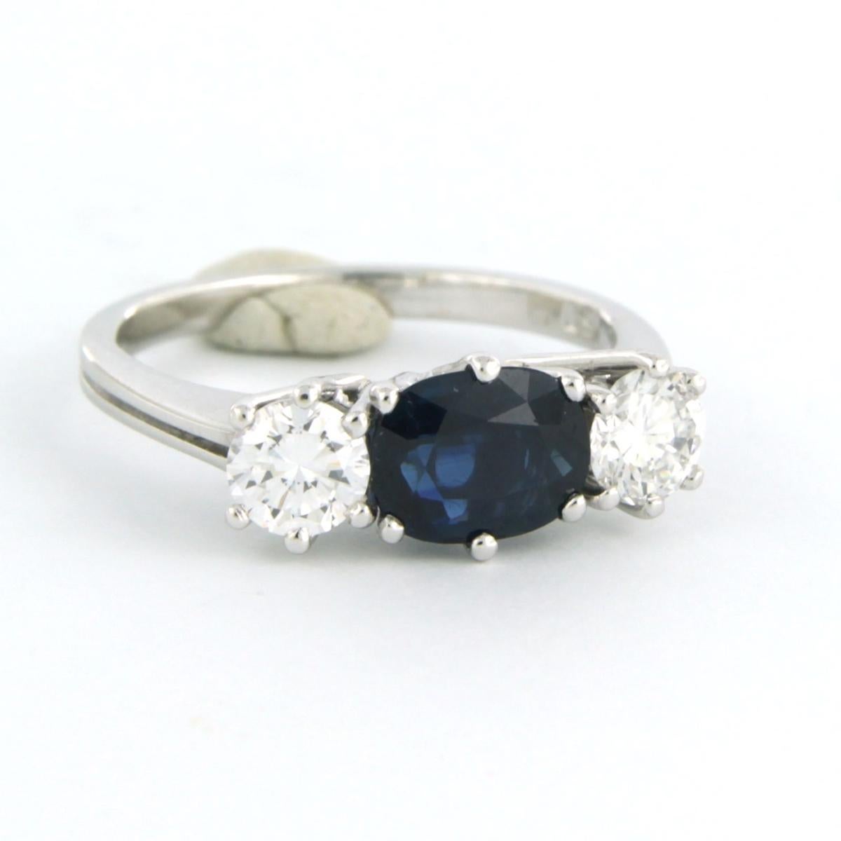 Women's Ring with sapphire and diamonds 18k white gold For Sale