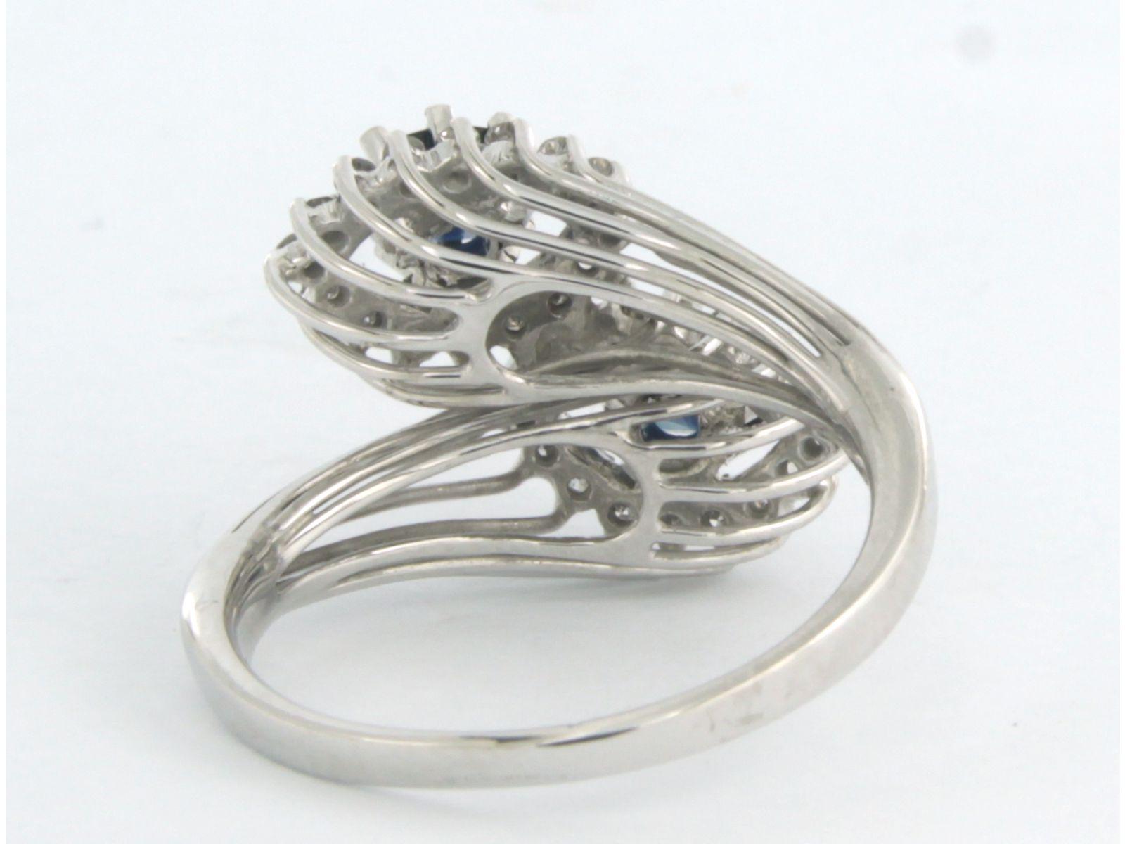 Women's Ring with sapphire and diamonds 18k white gold For Sale