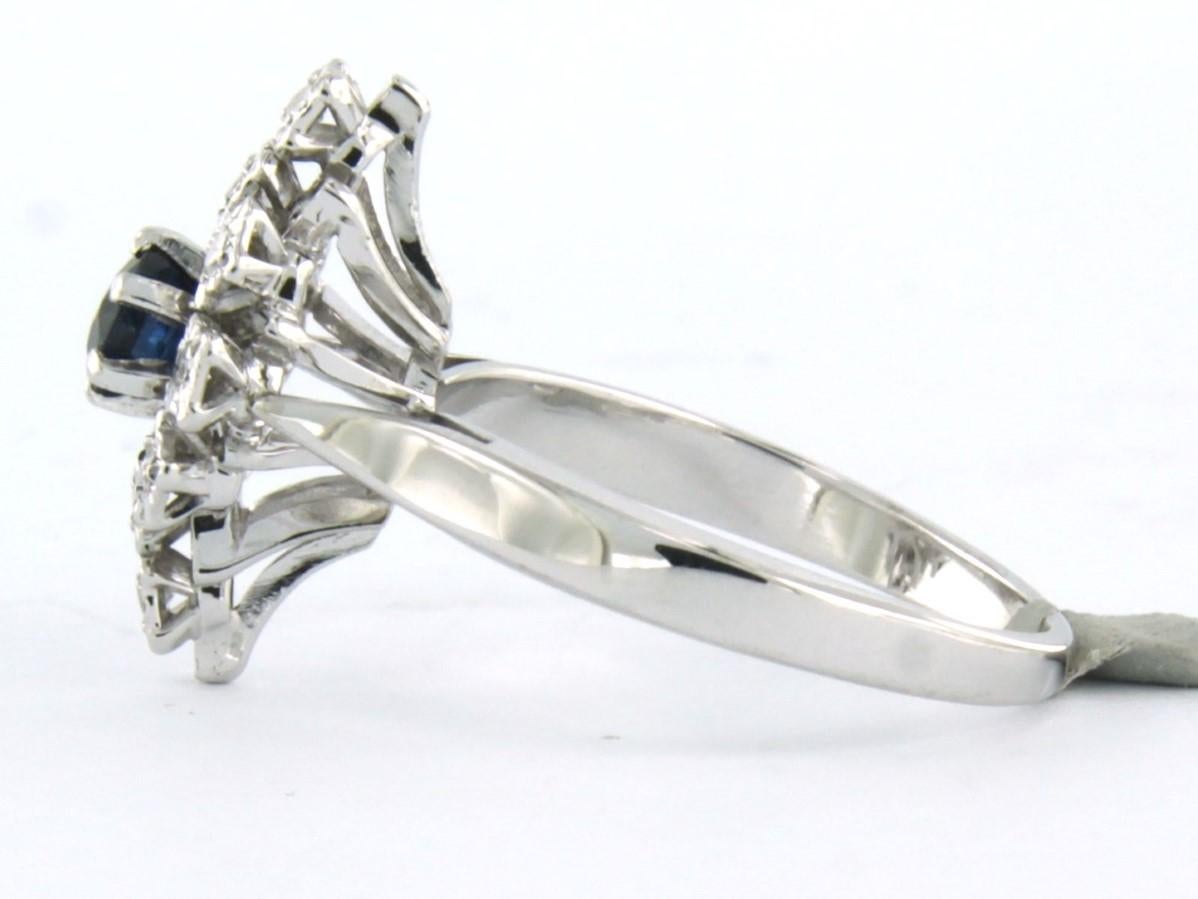 Ring with sapphire and diamonds 18k white gold 1