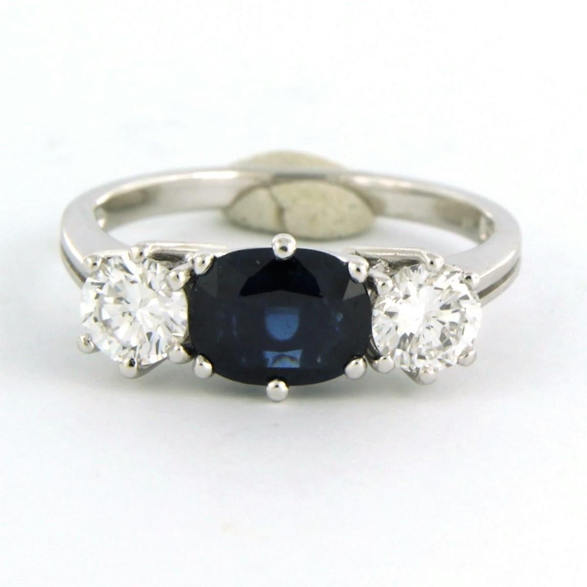Ring with sapphire and diamonds 18k white gold For Sale 1