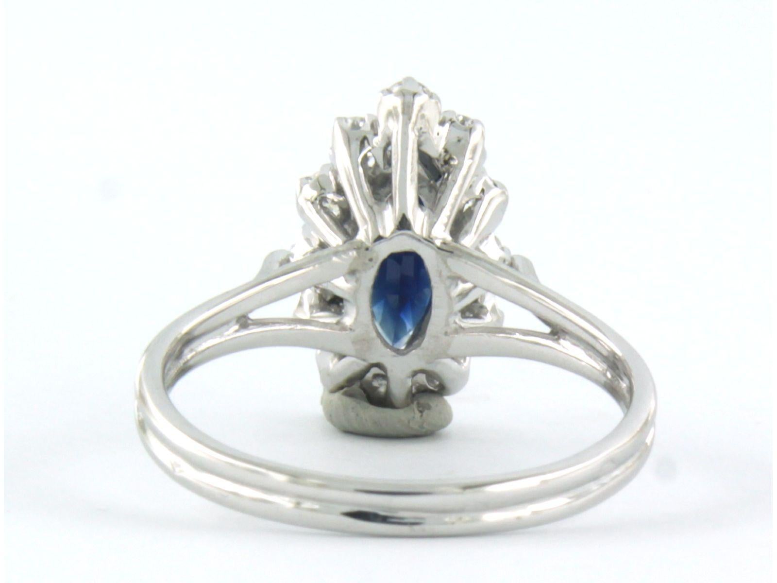 Ring with sapphire and diamonds 18k white gold For Sale 2