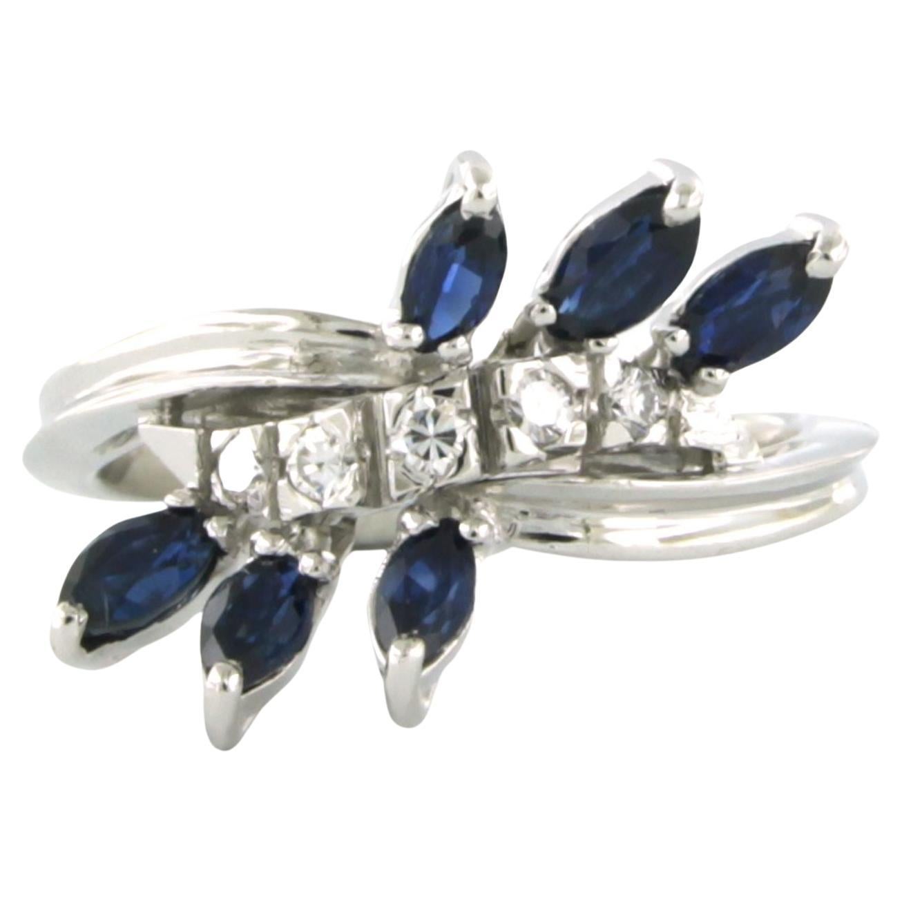 Ring with sapphire and diamonds 18k white gold For Sale