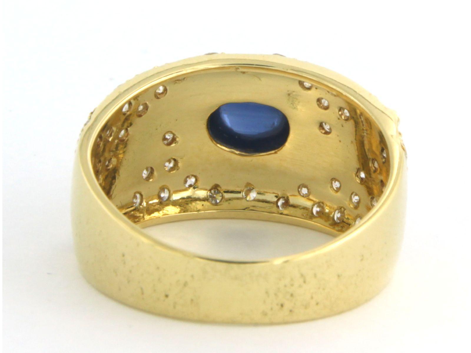 Ring with sapphire and diamonds 18k yellow gold  In Good Condition For Sale In The Hague, ZH