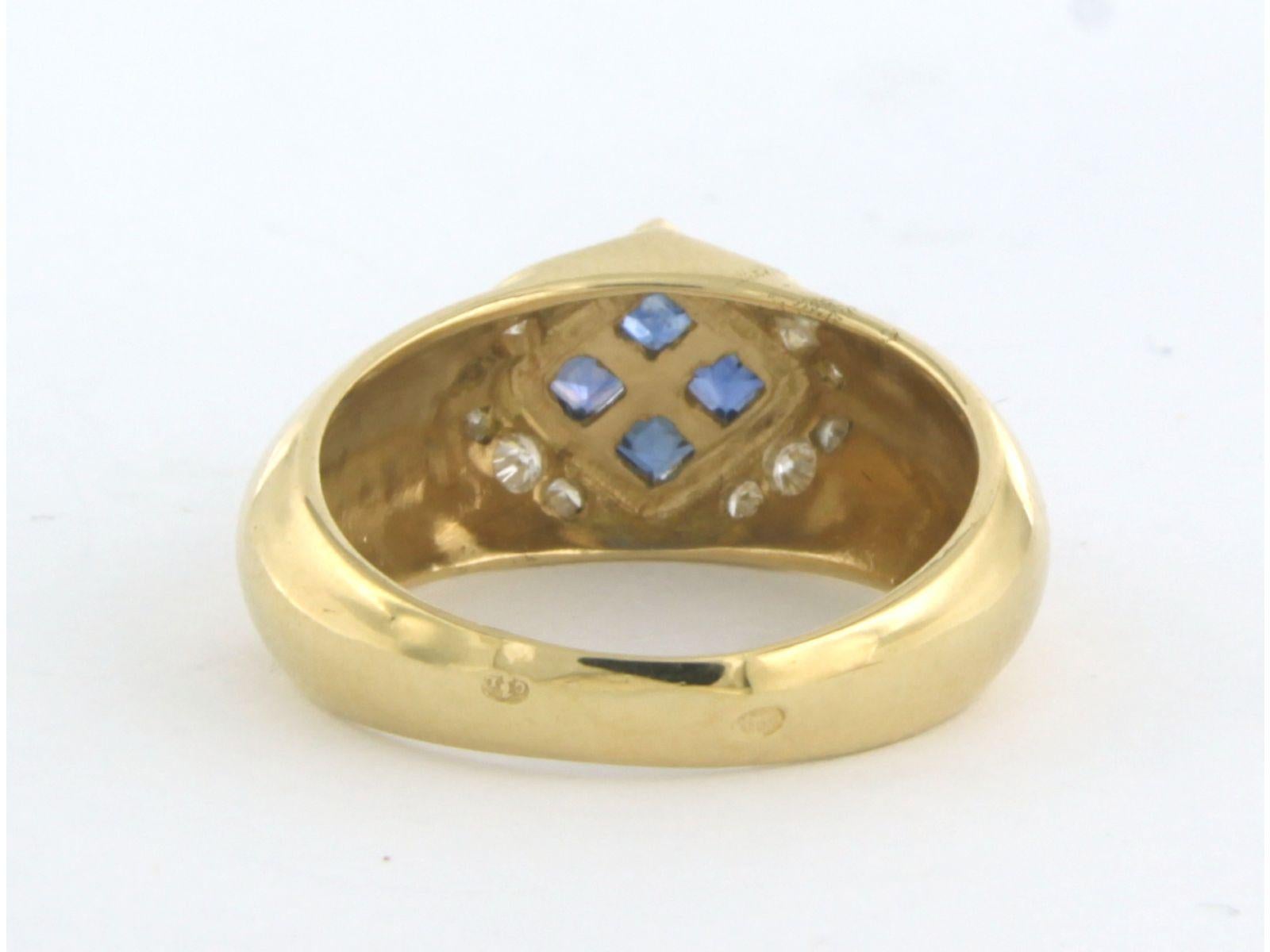 Ring with sapphire and diamonds 18k yellow gold In Excellent Condition For Sale In The Hague, ZH