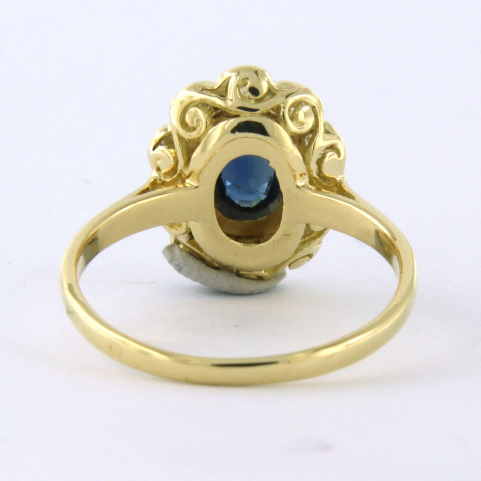 Ring with Sapphire and diamonds 18k yellow gold In Excellent Condition For Sale In The Hague, ZH