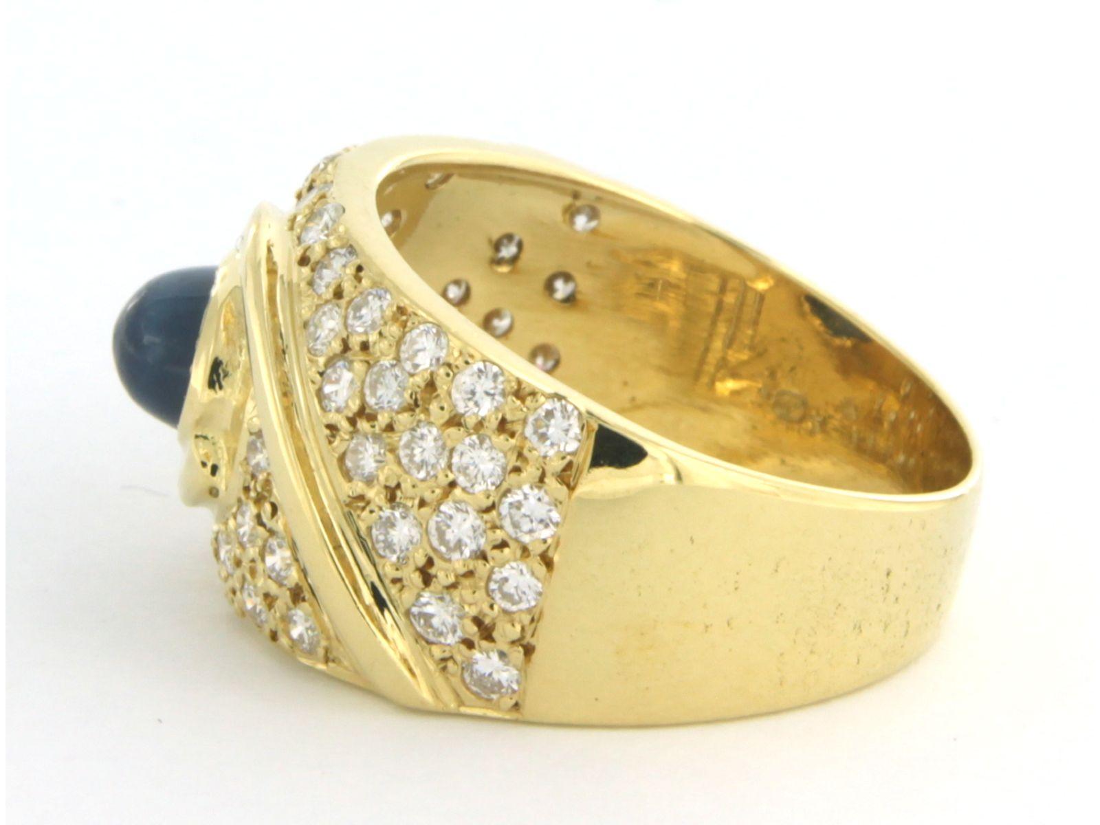 Women's Ring with sapphire and diamonds 18k yellow gold  For Sale