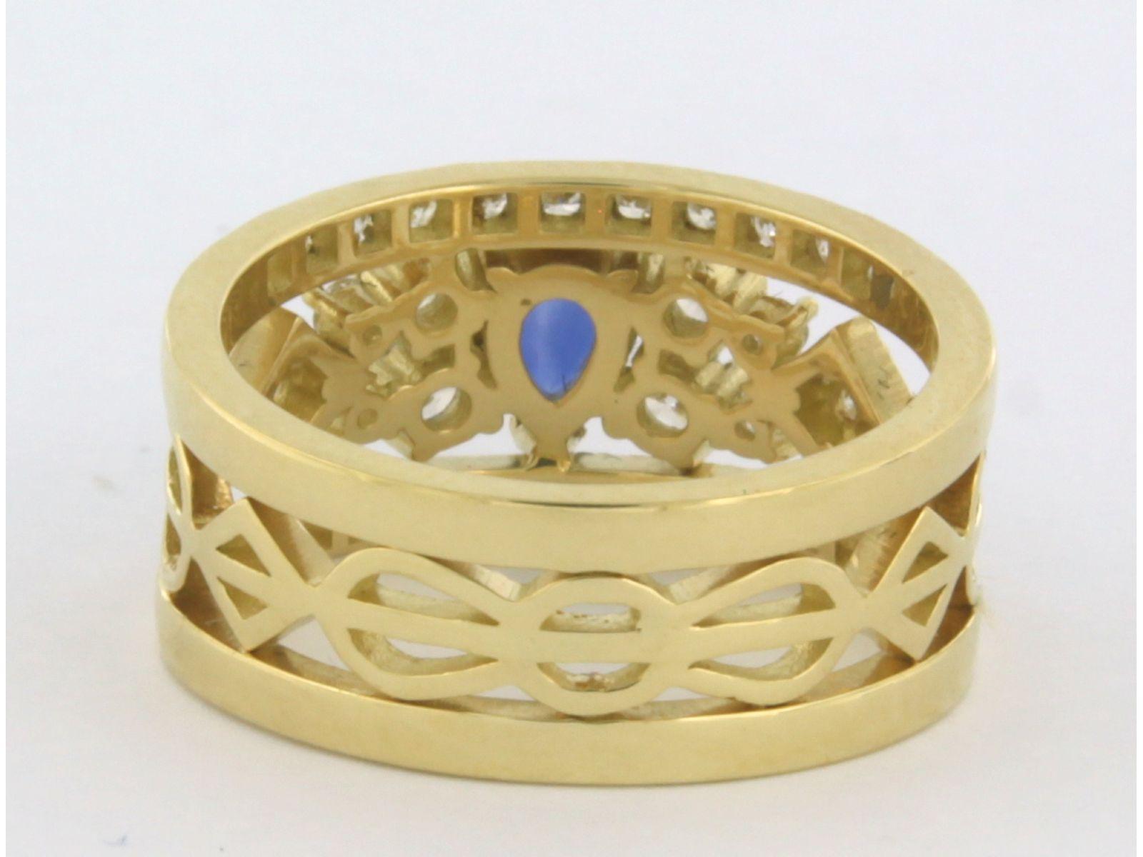 Ring with sapphire and diamonds 18k yellow gold For Sale 1