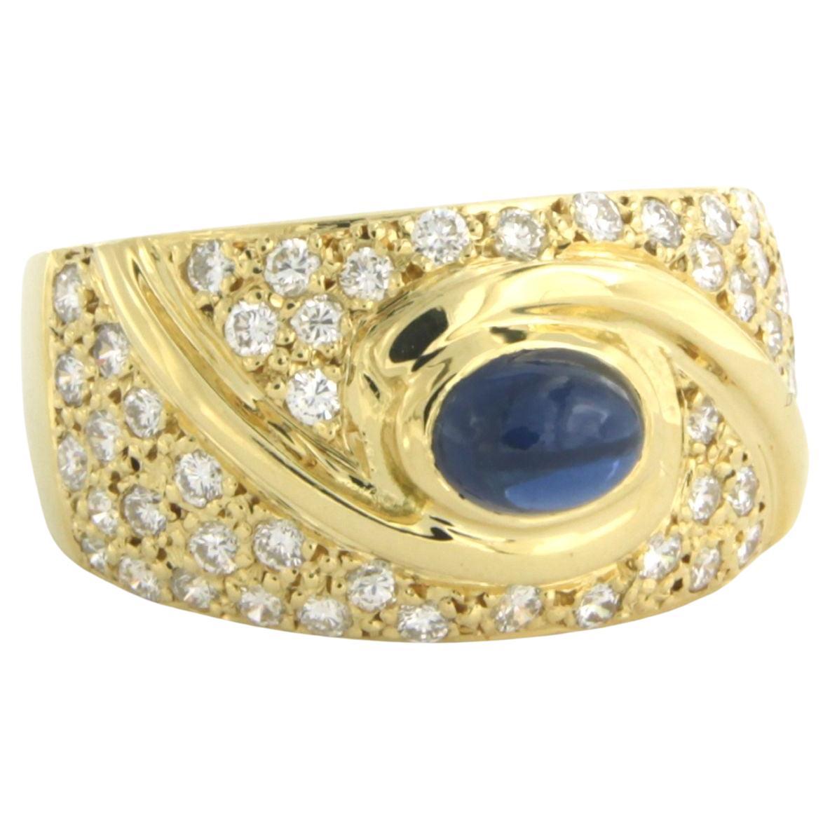Ring with sapphire and diamonds 18k yellow gold  For Sale