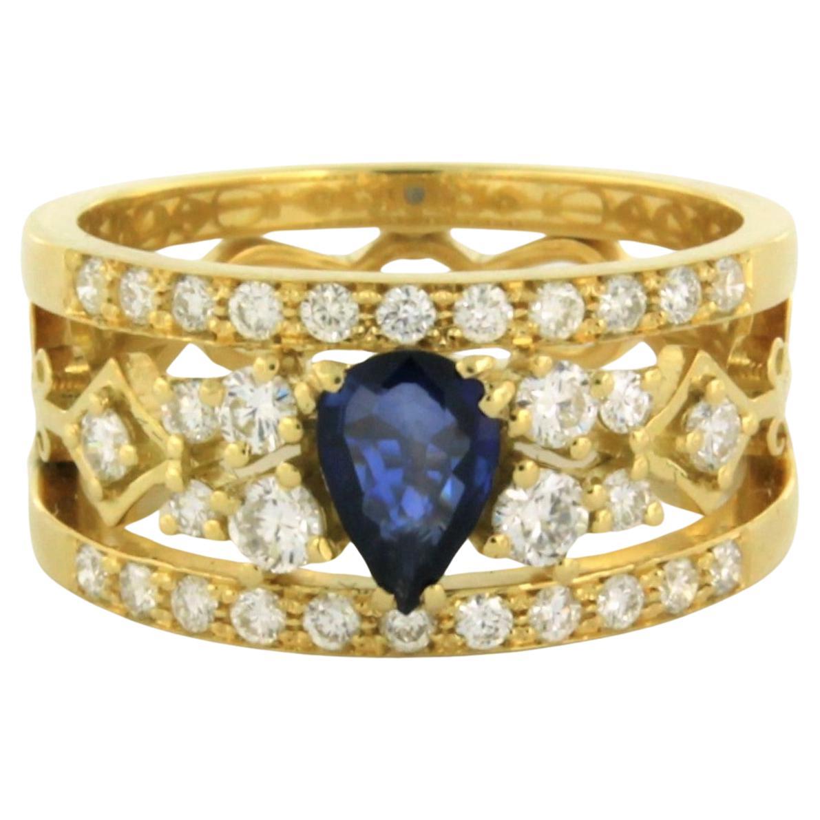 Ring with sapphire and diamonds 18k yellow gold