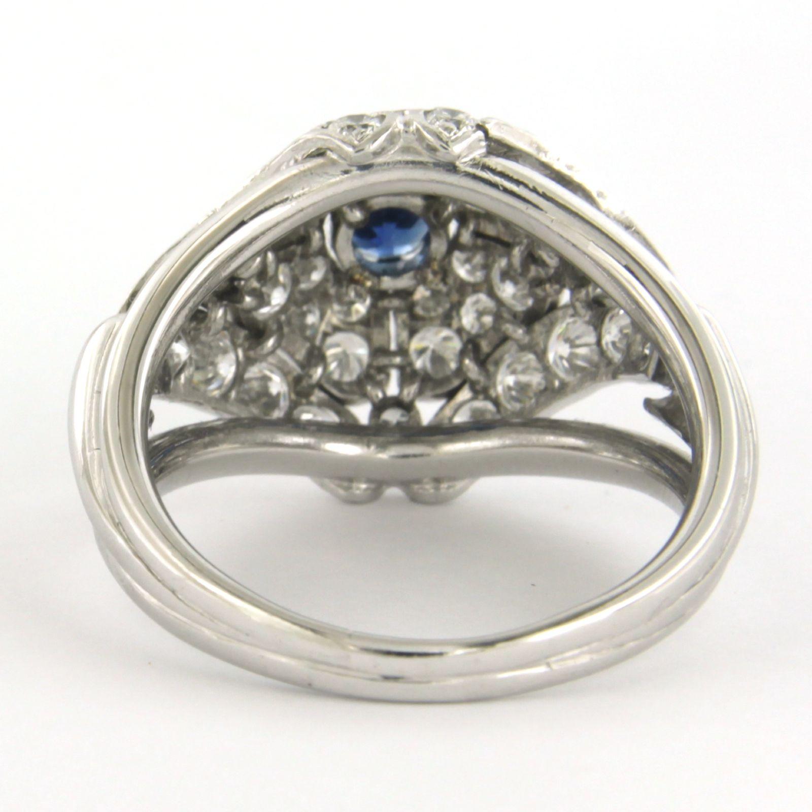 Women's Ring with sapphire and diamonds up to 2.00ct 14k white gold For Sale