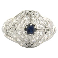 Ring with sapphire and diamonds up to 2.00ct 14k white gold