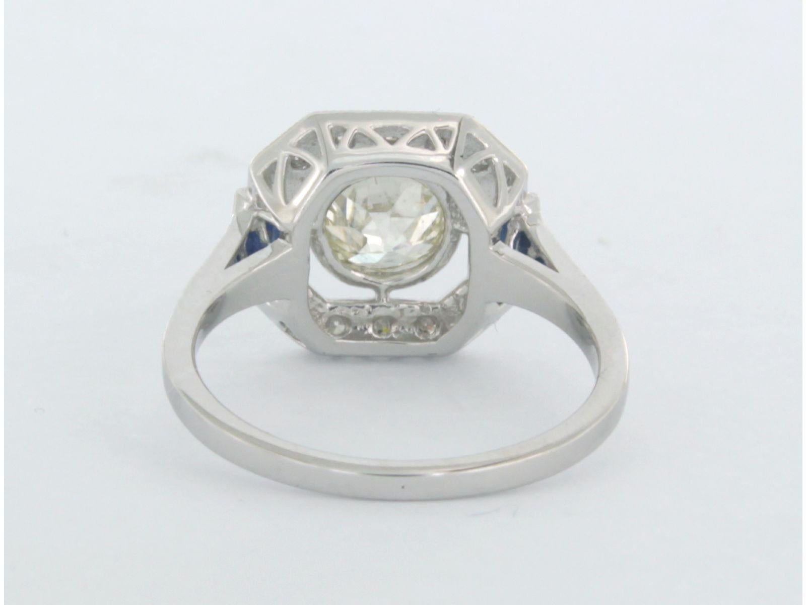 Bague avec saphir et diamant européen ancien et taille unique jusqu'à 1,23ct or 14k Neuf - En vente à The Hague, ZH