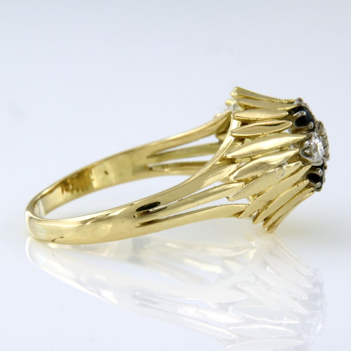 De las mujeres Anillo con zafiro y diamantes talla vieja europea 0,26ct, oro de 14k en venta