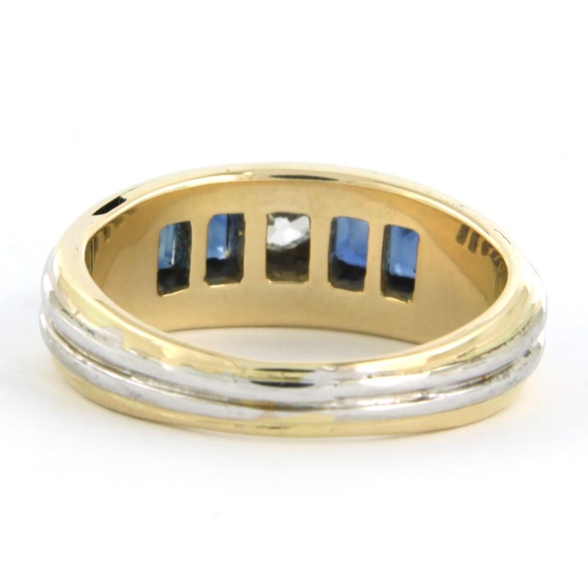 Bague avec saphir et diamant taille ancienne jusqu'à 0,30ct or 14k 5,6 grammes Excellent état - En vente à The Hague, ZH