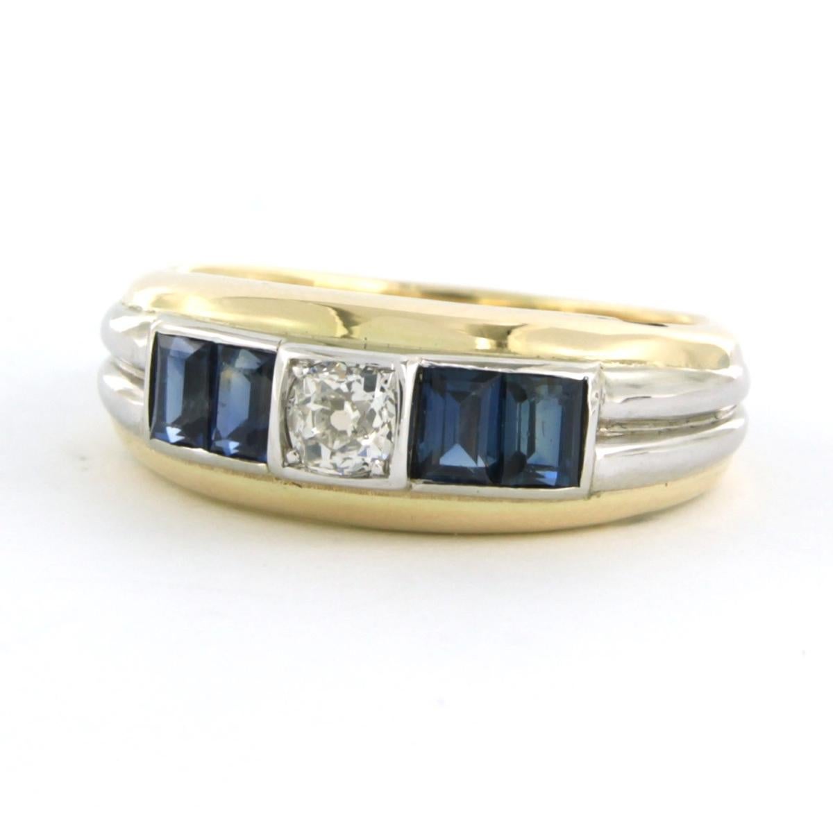 Bague avec saphir et diamant taille ancienne jusqu'à 0,30ct or 14k 5,6 grammes Pour femmes en vente