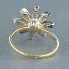 Bague avec saphir et diamants de taille ancienne jusqu'à 0,50ct or 14k et argent