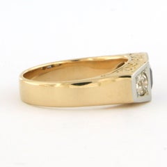 Ring mit Saphir und Diamanten im Altminenschliff bis zu 0,65ct 14k Gold und Platin