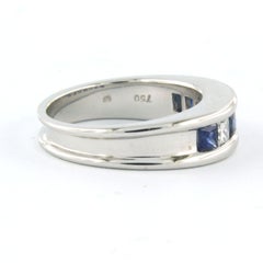 Ring with Sapphire and princess cut diamonds up to 0.38ct 18k gold 7.8 grams