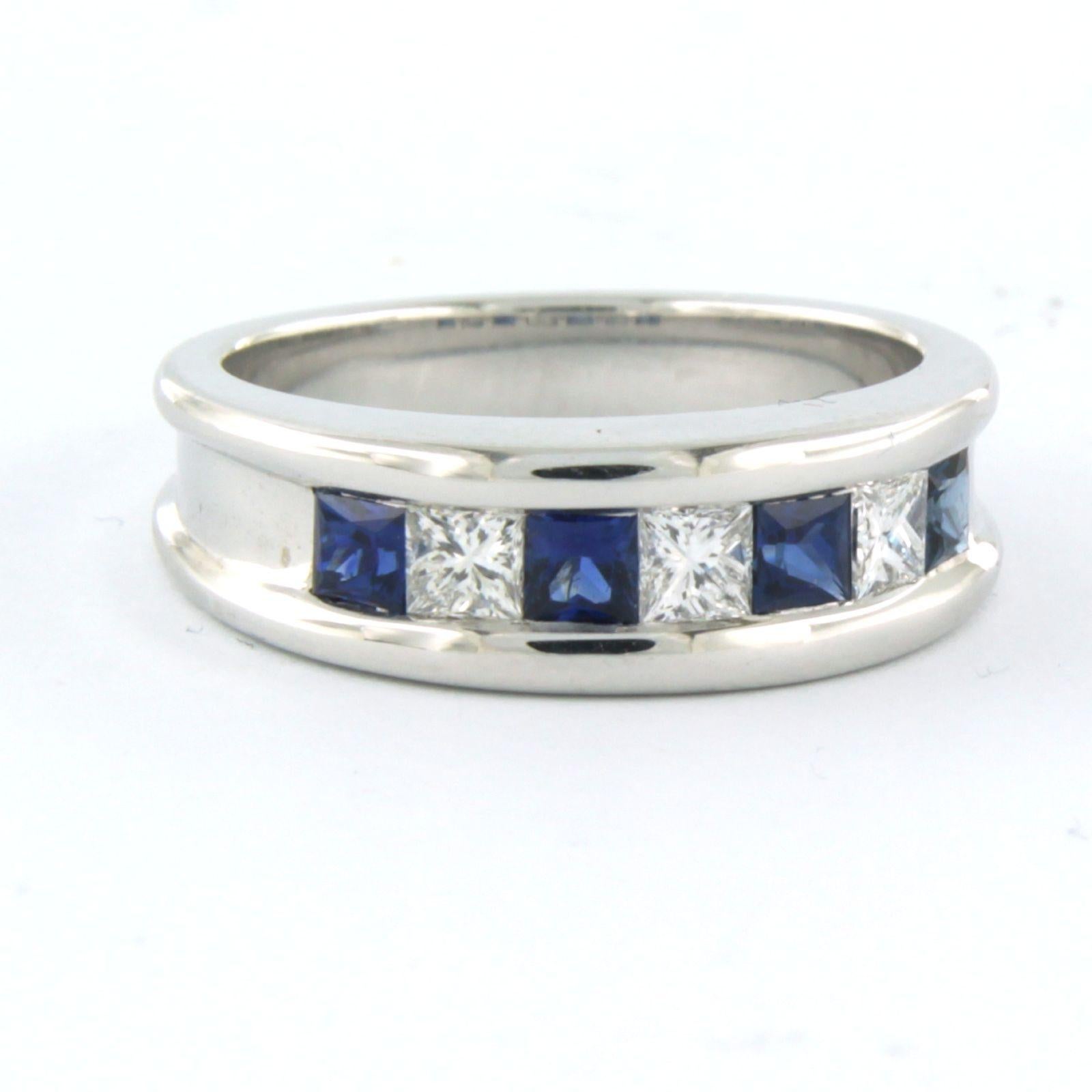 De las mujeres Anillo con zafiro y diamantes talla princesa de hasta 0,38 ct Oro de 18k 7,8 gramos en venta